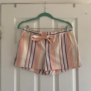Loft Striped Tie Waist Shorts